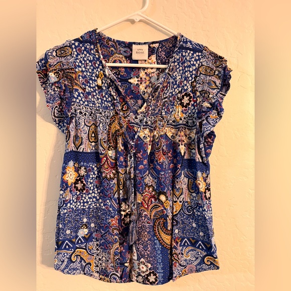 Knox Rose Tops - Knox Rose Multicolor Paisley Blouse